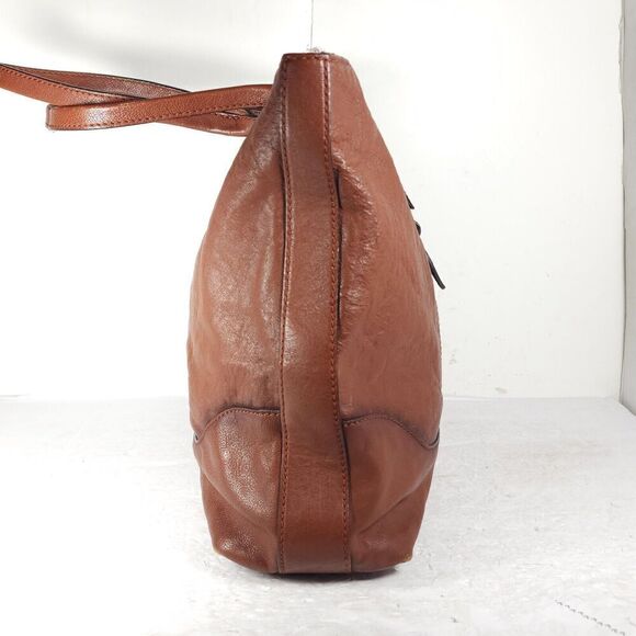 Frye Cognac Brown Leather Xtra Large Ring Tote Bag Purse Handbag - Picture 5 of 16